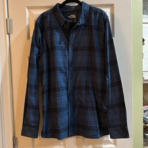 North Face Blue Plaid Shirt
